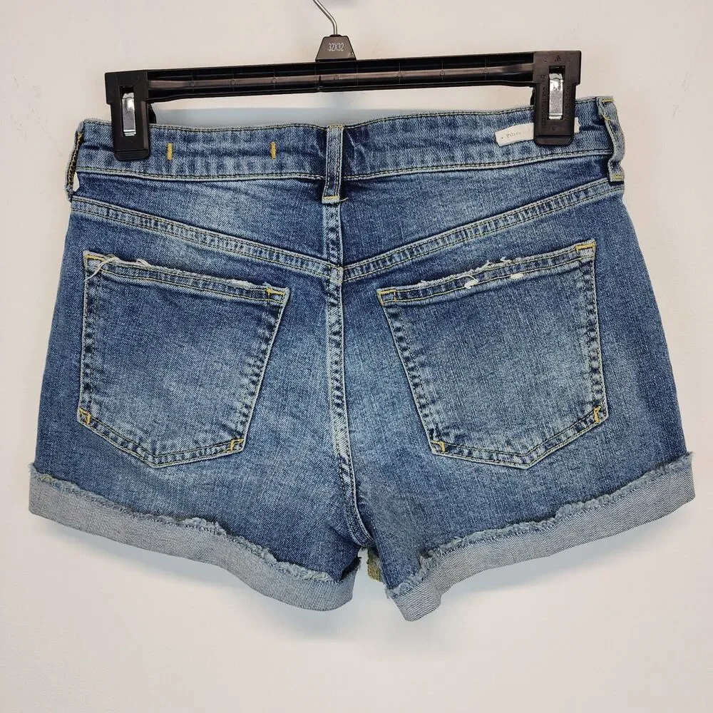 Pilcro Womens Slim Boyfriend Denim Shorts Sz 25" Roll Up Mid Rise Anthropologie - Picture 3 of 12